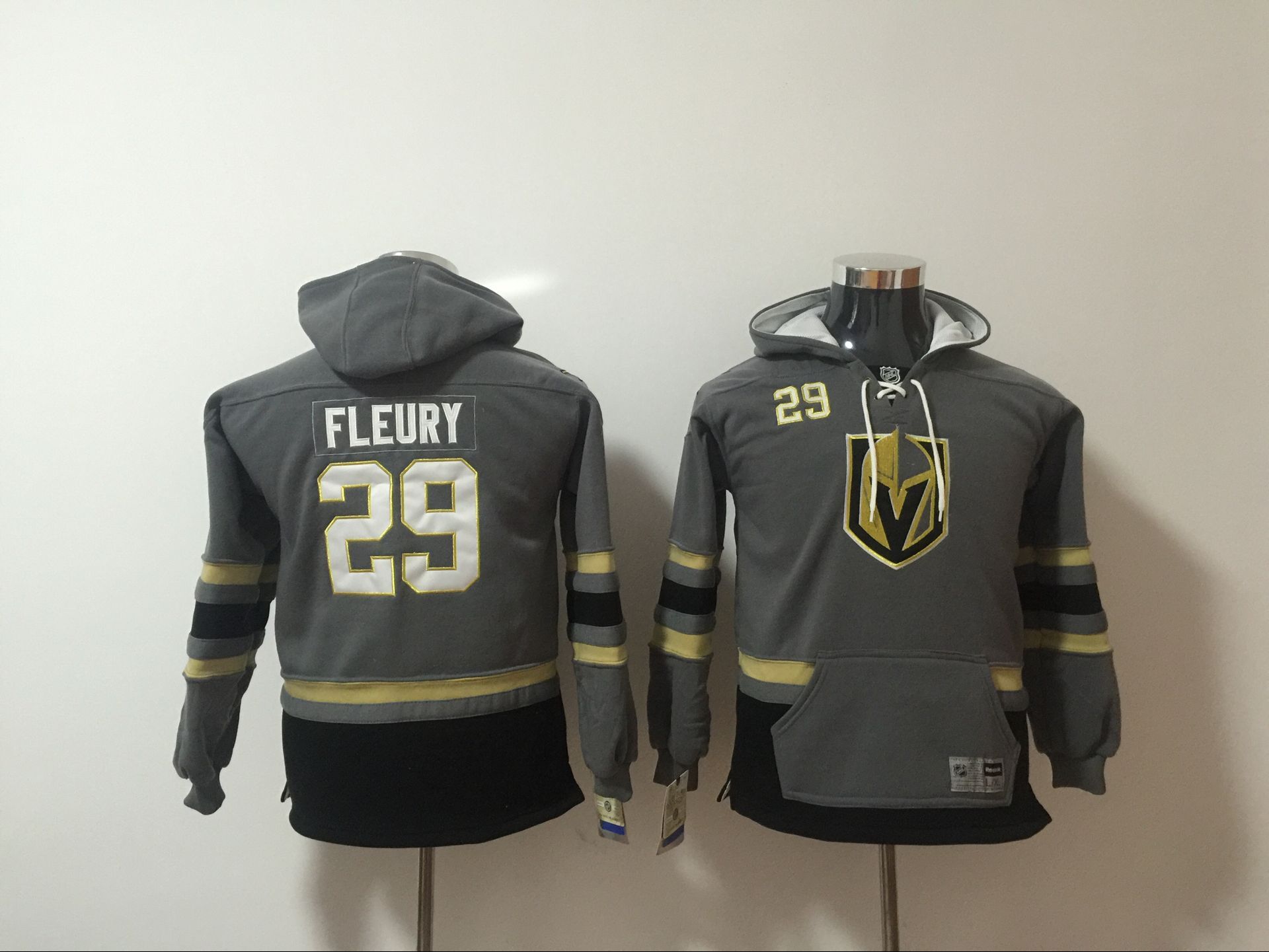 Youth Vegas Golden Knights #29 Fleury Fanatics Branded Breakaway Home Gray Adidas NHL Hooded